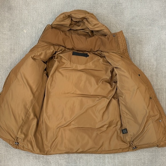 Jenni Kayne Womens XS Dark Khaki Puffer Jacket Feather Down Removable Hood - Picture 8 of 12